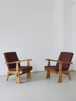 Pamono Carved Pine Lounge Chairs, Scandinavia, 1970s, Set of 2 New