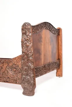 Pamono Carved Walnut Bed, End of 19th Century Sale