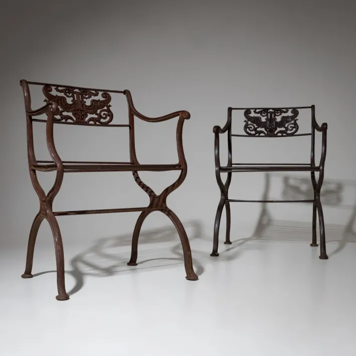 Pamono Cast Iron Garden Chairs after Karl Friedrich Schinkel from Lauchhammer Foundry, 20th Century, Set of 2 Best