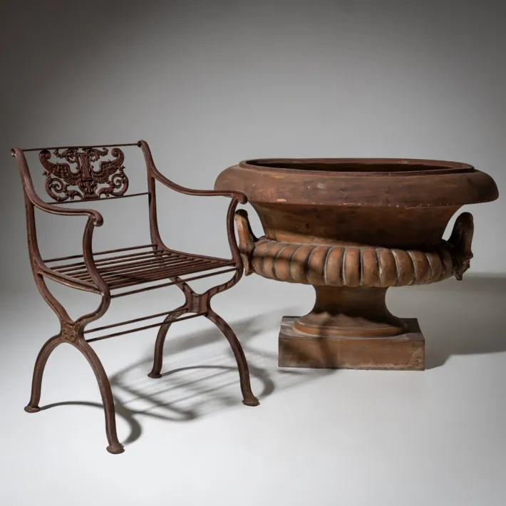 Pamono Cast Iron Garden Chairs after Karl Friedrich Schinkel from Lauchhammer Foundry, 20th Century, Set of 2 Best