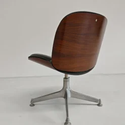 Pamono Chair in Black Eco-Leather and Walnut from Mim Roma, 1960s New