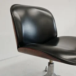 Pamono Chair in Black Eco-Leather and Walnut from Mim Roma, 1960s New