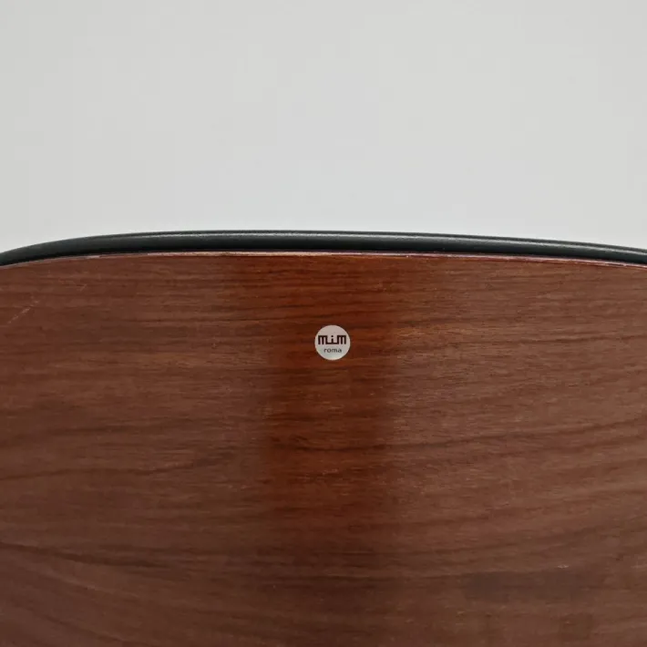 Pamono Chair in Black Eco-Leather and Walnut from Mim Roma, 1960s New