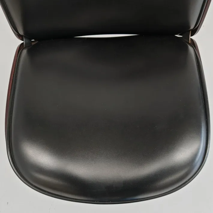 Pamono Chair in Black Eco-Leather and Walnut from Mim Roma, 1960s New