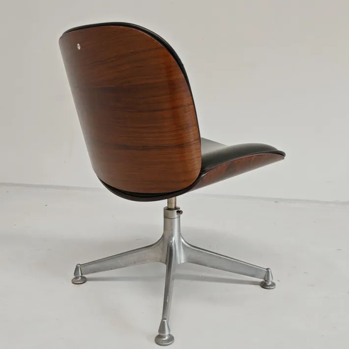 Pamono Chair in Black Eco-Leather and Walnut from Mim Roma, 1960s New