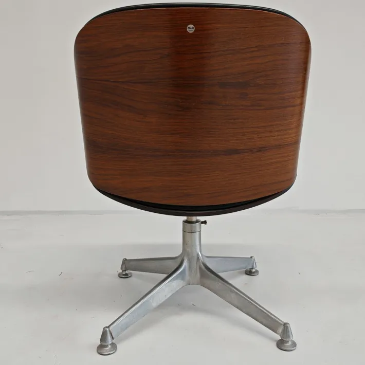 Pamono Chair in Black Eco-Leather and Walnut from Mim Roma, 1960s New