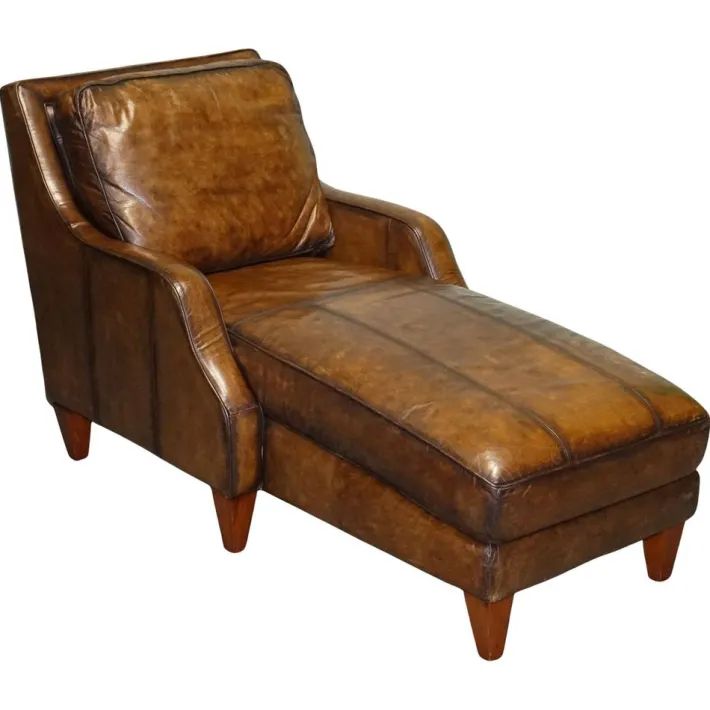 Pamono Chaise Lounge in Hand Dyed Leather New
