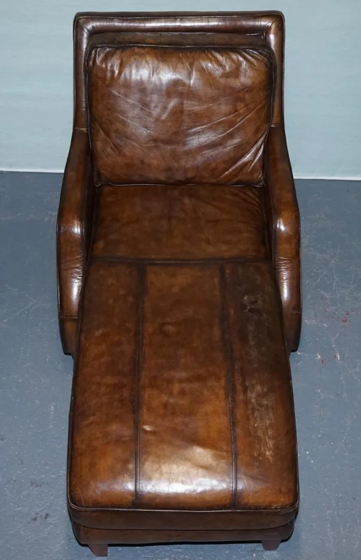 Pamono Chaise Lounge in Hand Dyed Leather New