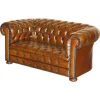 Pamono Chesterfield Two-Seater Sofa in Brown Leather, 1920s Clearance