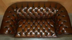 Pamono Chesterfield Two-Seater Sofa in Brown Leather, 1920s Clearance