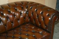 Pamono Chesterfield Two-Seater Sofa in Brown Leather, 1920s Clearance