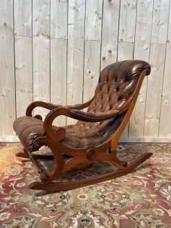 Pamono Chesterfileld Leather Rocking Chair Sale