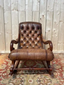 Pamono Chesterfileld Leather Rocking Chair Sale