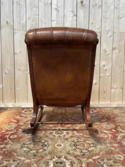 Pamono Chesterfileld Leather Rocking Chair Sale