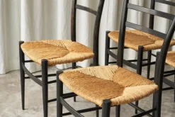 Pamono Chiavari Chairs in Ebonized Wood and Straw by Gio Ponti for Fratelli Spinetto, Italy, 1940s, Set of 4 Sale