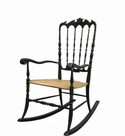 Pamono Chiavari Wicker Rocking Chair by F.lli Podesta, 1950s