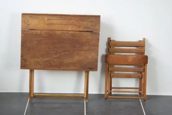 Pamono Child Desk Set & Folding Chair, Set of 2 New