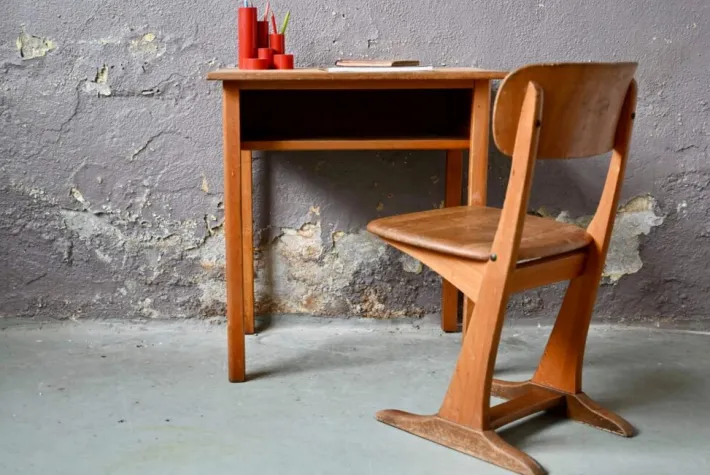 Pamono Childrens Desk & School Chair, 1950s, Set of 2 New