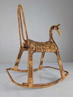 Pamono Childrens Rocking Horse in Bamboo and Rattan, 1960s