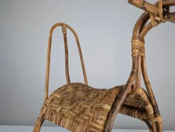 Pamono Childrens Rocking Horse in Bamboo and Rattan, 1960s