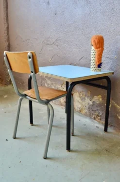 Pamono Child's Desk and Chair in Blue, Set of 2 Online