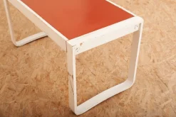 Pamono Child's Desk with White Molded Wood Legs and Wood & Red Linoleum Top, 1950s or 1960s Outlet
