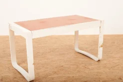 Pamono Child's Desk with White Molded Wood Legs and Wood & Red Linoleum Top, 1950s or 1960s Outlet