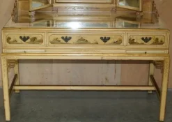 Pamono Chinese Chinoiserie Walnut Dressing Table and Stool, 1920s, Set of 2 Outlet