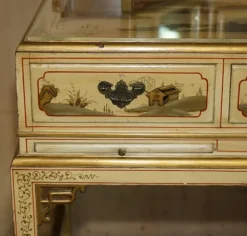 Pamono Chinese Chinoiserie Walnut Dressing Table and Stool, 1920s, Set of 2 Outlet