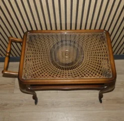 Pamono Chippendale Style Serving Bar Cart in Wicker and Glass, 1960s Discount