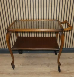 Pamono Chippendale Style Serving Bar Cart in Wicker and Glass, 1960s Discount