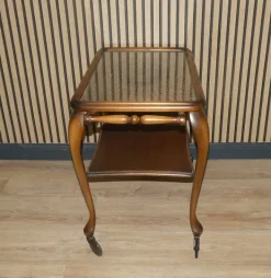 Pamono Chippendale Style Serving Bar Cart in Wicker and Glass, 1960s Discount