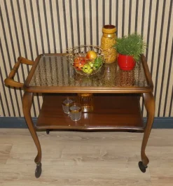 Pamono Chippendale Style Serving Bar Cart in Wicker and Glass, 1960s Discount
