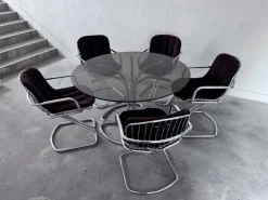 Pamono Chrome Dining Table and Chairs attributed to Gastone Rinaldi for Rima, 1970s, Set of 6 Discount