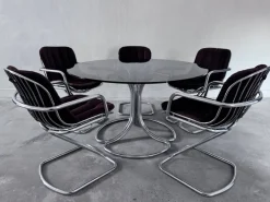 Pamono Chrome Dining Table and Chairs attributed to Gastone Rinaldi for Rima, 1970s, Set of 6 Discount