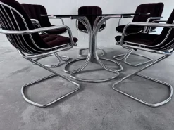 Pamono Chrome Dining Table and Chairs attributed to Gastone Rinaldi for Rima, 1970s, Set of 6 Discount