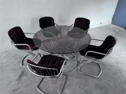 Pamono Chrome Dining Table and Chairs attributed to Gastone Rinaldi for Rima, 1970s, Set of 6 Discount