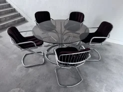 Pamono Chrome Dining Table and Chairs attributed to Gastone Rinaldi for Rima, 1970s, Set of 6 Discount