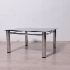 Pamono Chromed Metal and Smoked Glass Coffee Table, 1970s Hot