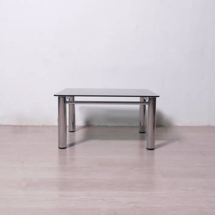 Pamono Chromed Metal and Smoked Glass Coffee Table, 1970s Hot