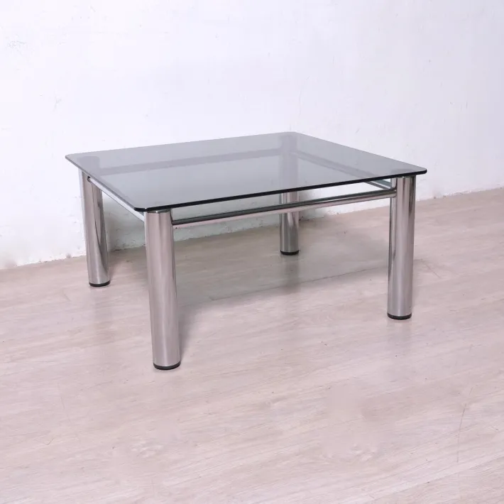 Pamono Chromed Metal and Smoked Glass Coffee Table, 1970s Hot