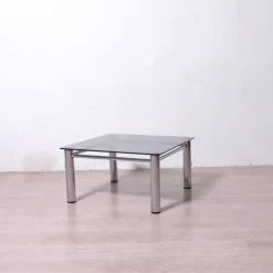 Pamono Chromed Metal and Smoked Glass Coffee Table, 1970s Hot