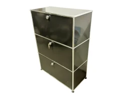 Pamono Chrome-Plated and Black Metal Wall Cabinet by Fritz Haller for USM Haller, 1980s Online