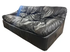 Pamono Cinna Black Leather Sofa, 1970 Best