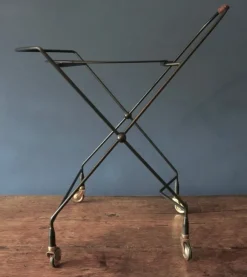 Pamono Circular Teak and Metal Folding Serving Trolley from Ary Fanerprodukter, Sweden, 1960s Sale