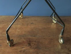 Pamono Circular Teak and Metal Folding Serving Trolley from Ary Fanerprodukter, Sweden, 1960s Sale