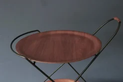Pamono Circular Teak and Metal Folding Serving Trolley from Ary Fanerprodukter, Sweden, 1960s Sale