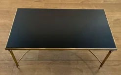 Pamono Coffee Table in Brass and Black Lacquered Glass by Maison Jansen Sale