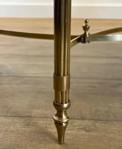 Pamono Coffee Table in Brass and Black Lacquered Glass by Maison Jansen Sale