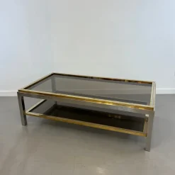 Pamono Coffee Table in Chrome and Brass, 1970s Best